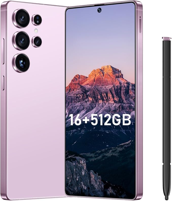 Bnjbmj I25 Ultra Flagship Killer Smartphone - Snapdragon 8 Gen 3, 16GB+512GB, Massive 6.99" FHD+ Display, 108MP+68MP Pro Cam, 7000mAh 2-Day Battery, Android 14, Includes Stylus Pen (Pink)