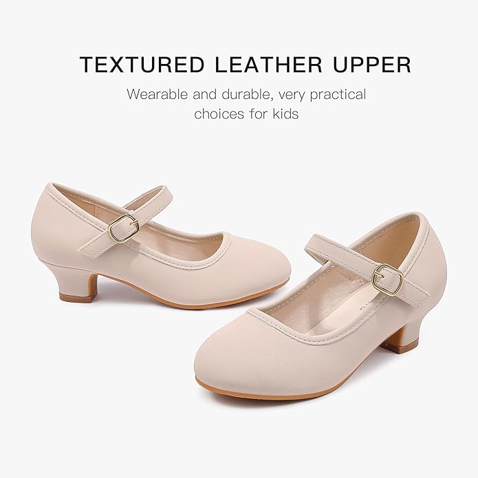 Dufannie Girls Dress Shoes Low Heel Princess Flats Mary Jane Flower Wedding Party Glitter Shoes for Kids Toddler