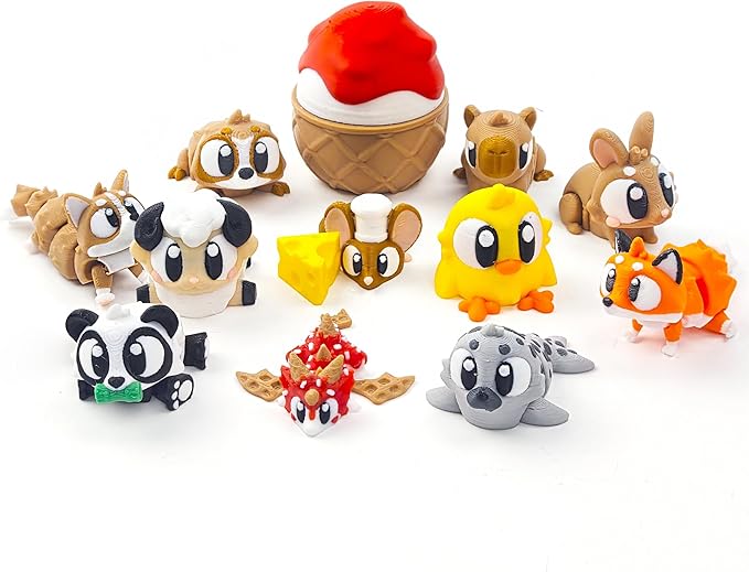 3D Printed Animal Figurines, Articulated Animal Figurines, Fidget Toys, Flexible Car Decor, Party Favor, Gifts for Girls and Boys, Office Desk Pets, Birthday Gifts