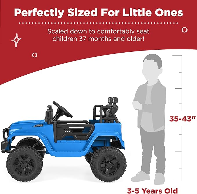 Best Choice Products 12V Kids Ride On Truck Car w/Parent Remote Control, Spring Suspension, LED Lights, AUX Port - Light Blue