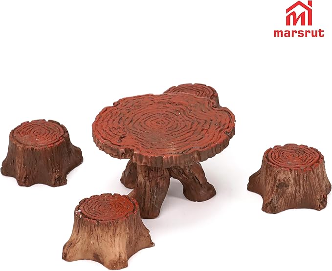 5Pcs Miniature Table and Chairs Set Fairy Garden Accessories, Mini Resin Village Furniture Ornaments Kit for DIY Craft Gift Dollhouse Succulents Home Outdoor Decoration