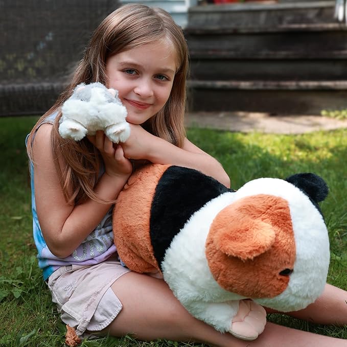 5 Pieces Giant Guinea Pig Stuffed Animal, 19.7" Mommy Hamster Plush with 4 Cute Baby Guinea Pig Plushies in Mother Hamster' s Belly,Christmas Birthday for Girls Boys Kids