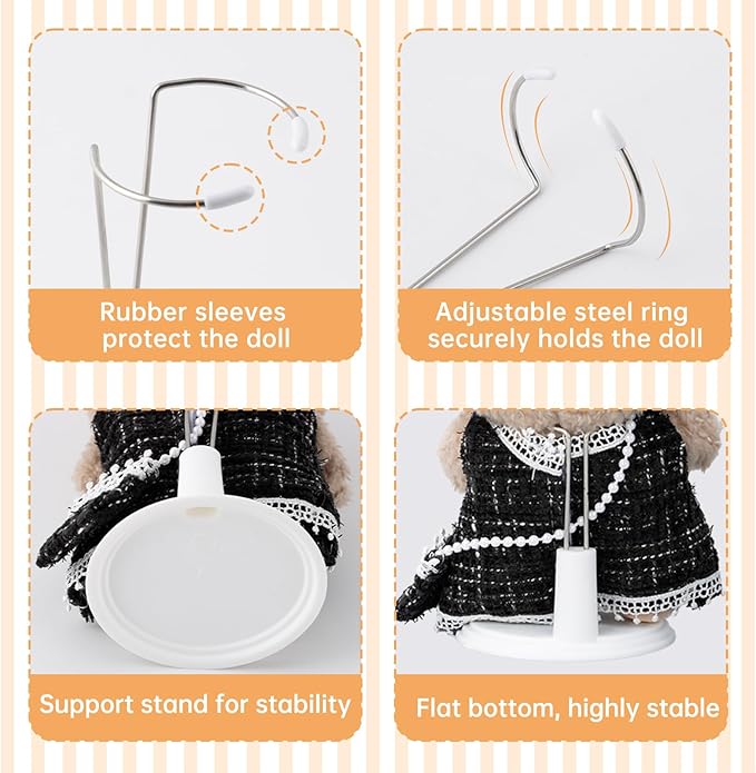 6 Pack Adjustable Doll Stand Compatible with Labubu 6.8 Inch Dolls, Stand Holder Compatible with Labubu Accessories, White Plastic Support Holder (Not Include Dolls)