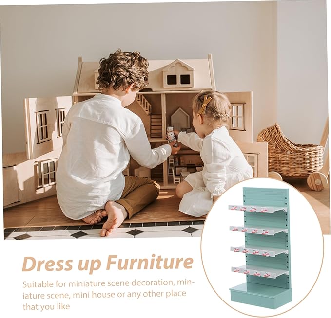 Milisten Mini House Rack Miniature Display Shelf for Dollhouse Decoration Material Toy Storage Organizer for Collecting Scene Setup Mini Supermarket Room Decor