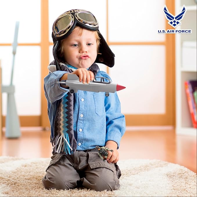Lollipop United States Air Force Sky Raider Fighter Jet Toy Airplane with Pilot & Missile - Realistic Military Aircraft & Soldier Action Figure - Bomber Plane Model for Kids 3+