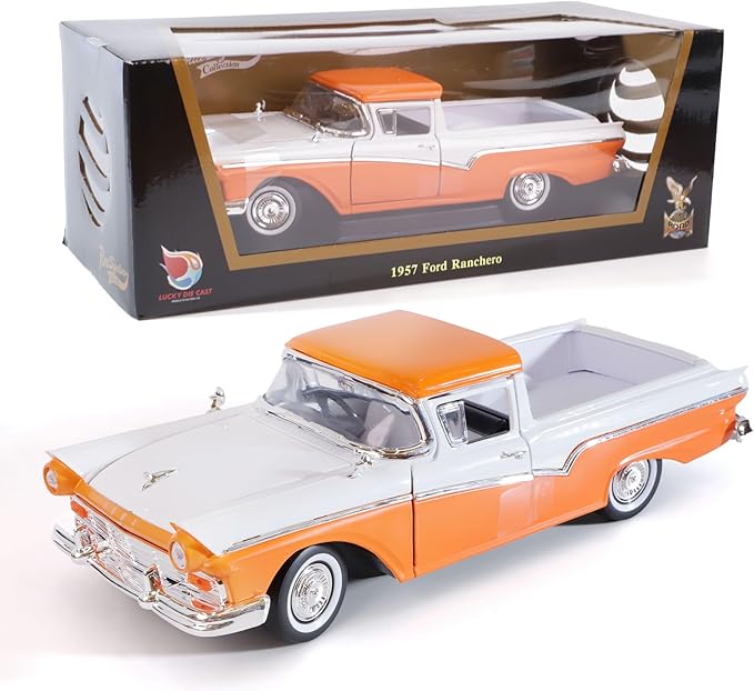 1957 Ford Ranchero 1:18 Diecast Model Officially Licensed Alloy Collection Car w/Working Doors & Hood, Classic Pickup for Kids Men and Teens Dad 14+ Year
