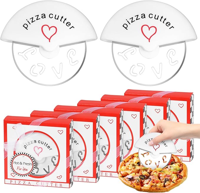 30Pcs Pizza Cutter Wedding Party Favors for Guests, Mini Stainless Steel Pizza Cutter with Red Gift Box for Bridal Baby Shower Decoration Return Souvenirs Prizes (30, Red)