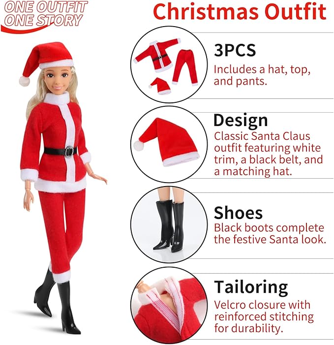 51 Pcs Themed Doll Clothes & Accessories – Educational Role Play Gift Set for Girls with 10 Outfits (Doctor, Bride, Mermaid, Santa, Chef etc.),10 Shoes, 5 Stands – Fits 11.5 Inch Dolls(No Doll)