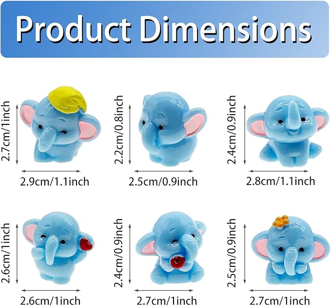 Cayway 18 PCS Miniature Elephant, Mini Elephant Decor Fairy Garden Animals for Plant Pots Bonsai Craft, Micro Landscaping Decoration