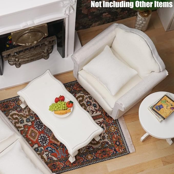 Odoria Dollhouse Armchair Sofa Miniature - 1/12 Scale Accent Chair for Modern Living Room Bedroom - Mini Club Lounge Chair Wood Furniture Upholstered White