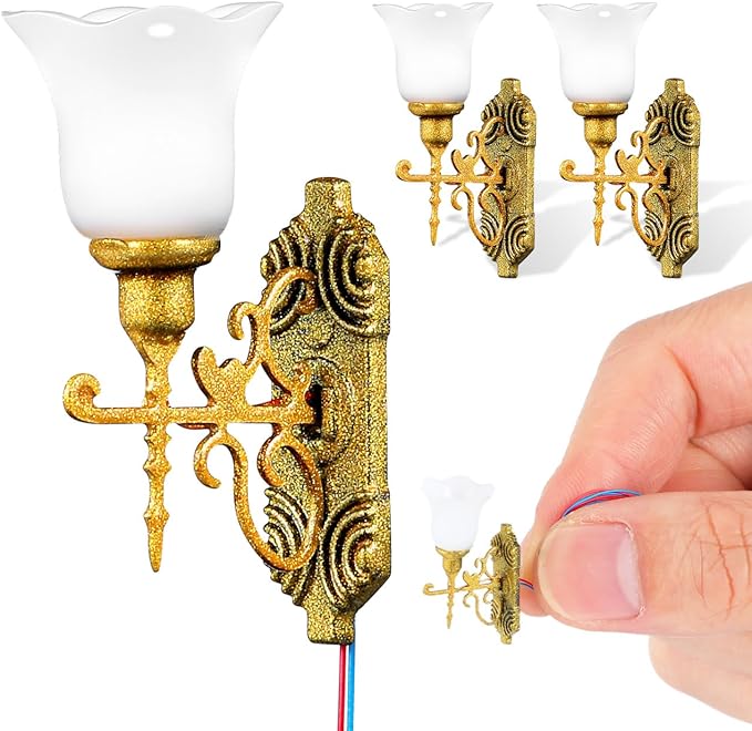 Yardwe 4pcs Dollhouse Led Wall Lights, 1:87 Scale Miniature Wall Lamps DIY Moss Micro Landscape Decor, Sand Table Model Accessories for Scene Decoration