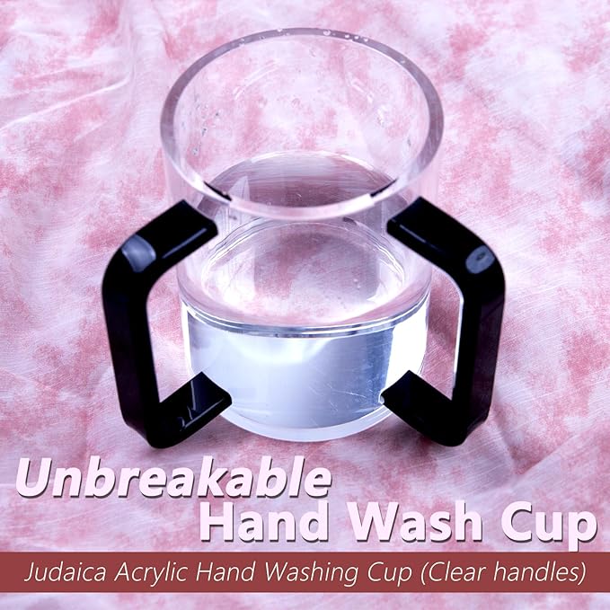 KoMvzyl Judaica Hand Washing Cup with Dual Handles, 5" Acrylic Wash Cup for Jewish Ritual