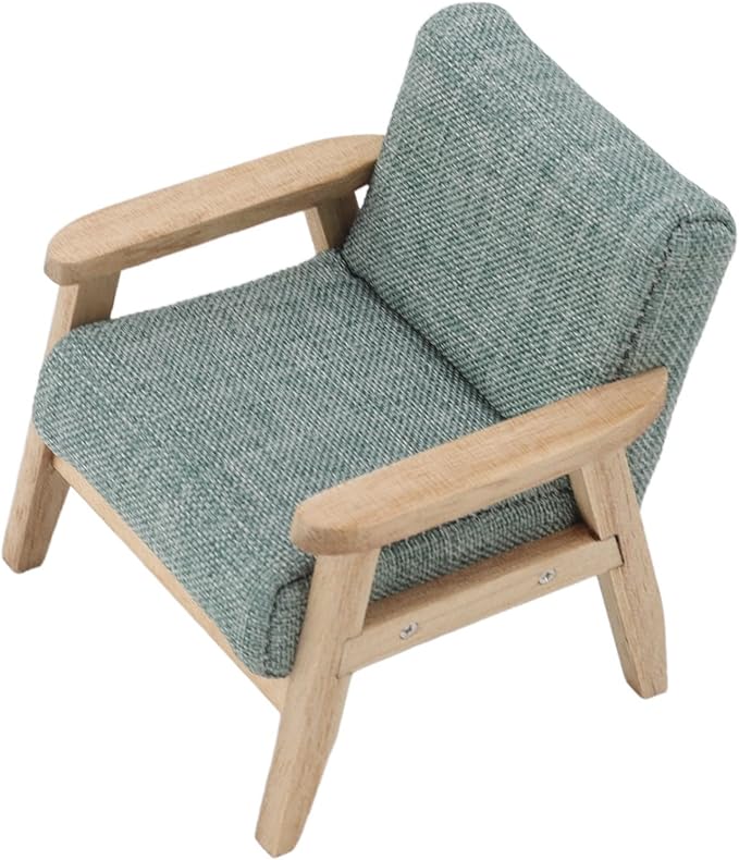 Dollhouse Furniture, Doll House Miniature Sofa Hand Painted Single Lifelike Modeling Decoration for 1 : 12 Doll House (Grey Green)