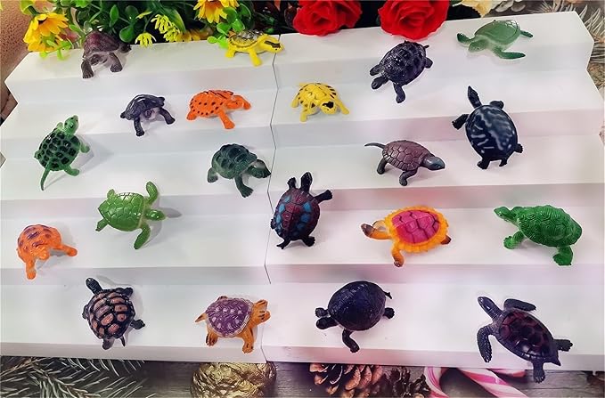 20 Packs Mini Sea Creature Turtle Plastic Toy Set,Ocean Animal Party Favors Cupcake Topper, Classroom Educational Learning Miniature Figurines