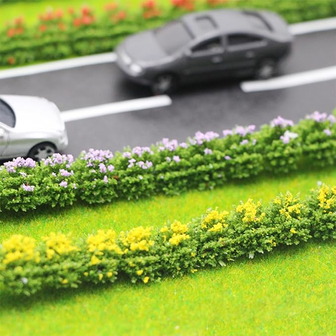 Woohome 6 PCS Static Grass Model Flower Cluster Model Grass Tufts Set for DIY Miniature Train Landscape Terrain Railway Scenery Decorations