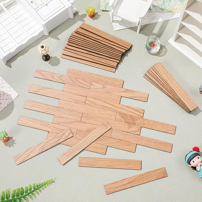 SOIMISS 40 Pcs Miniature Dollhouse Flooring Peel and Stick Doll House Flooring Accessories for 1:12 Scale Mini Houses Simulation Collage Floor 3.93X0.59In