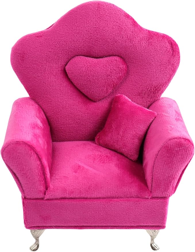 CONCISE 1/6 & 1/12 Scale Miniature Velvet Sofa w/Hidden Jewelry Box for Women 14+ Collectors Ring Earring Necklace Bracelet Trinket Storage - Pink Decor for Display & Dressing Tables