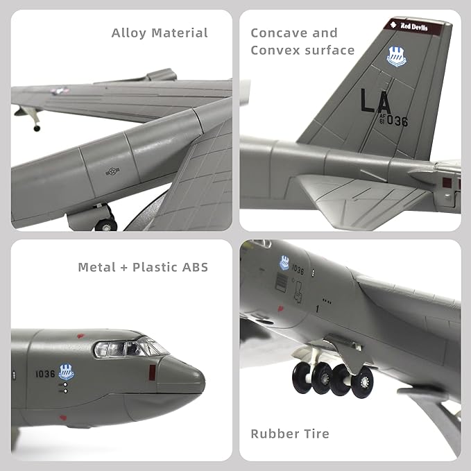 1/200 Scale B-52(Stratofortress) Long-Range Subsonic Jet-Powered Strategic Bomber Diecast Military Aircraft Model Display Model Aircraft for Display Collection or Gift