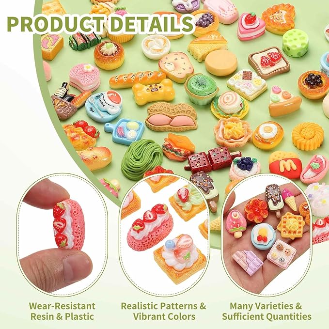 Dollhouse Miniature Food, Cute Mixed Strawberry Cream Mille-Feuille Figures Toys Mini Resin Foods Trinkets for Pretend Play Kitchen Cooking Game & Doll House (Mixing Colors, 20pcs)