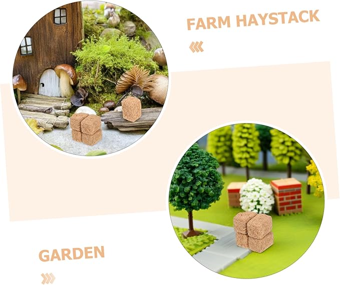 Miniature Faux Straw Bales 4Pcs Simulated Haystack Decor for Autumn Harvest Scene for DIY Farm Decor and Seasonal Display