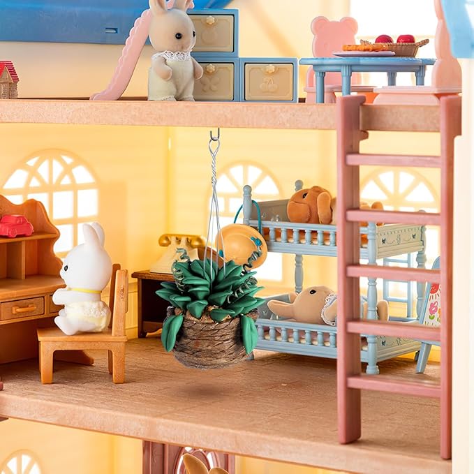 Toyvian Miniature Dollhouse Potted Plants 3Pcs 1 12 Scale Artificial Bonsai Succulent Mini Flowerpot Decor for Doll House Accessories and Photography Props