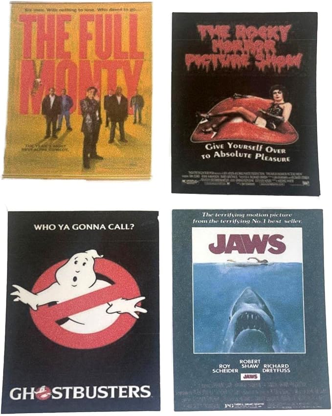 Dolls House Set of 4 Cult Classics Posters Miniature Home Décor Accessory 1:12