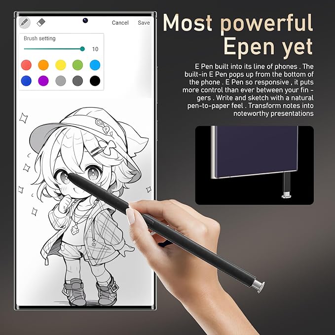 BAOWU I24 Ultra 5G Unlocked Phones, Built in Pen, Smartphone Battery 6800mAh 6.8" HD Screen Unlocked Cell Phone, 16+512GB Android14 with 128G Memory Card, Face ID/Fingerprint Lock/GPS (Dark Purple)