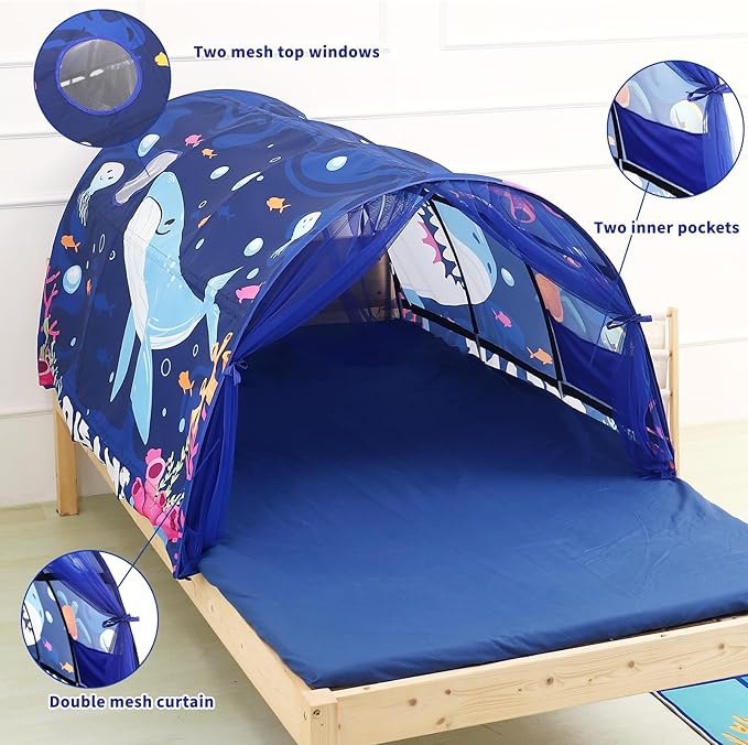 Bed Tent for Kids Lucky Castle Bed Tent Foldable Game House for Children Play Tents for Girls Boys Sleeping Canopy Playhouse