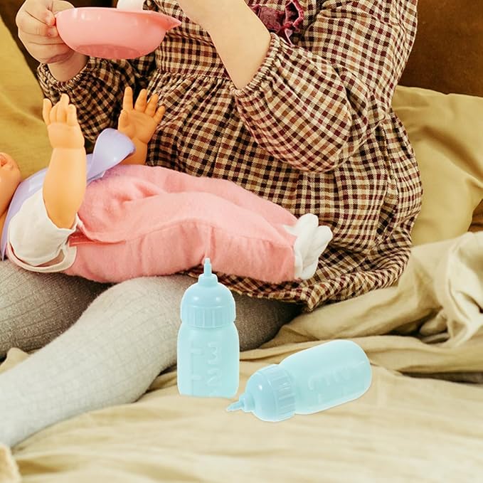 Garneck 10Pcs Miniature Doll Milk Bottles Realistic Doll Accessories for Pretend Play Juice Milk Bottles for Dollhouse Games Bright Color Tableware for Boy Girl