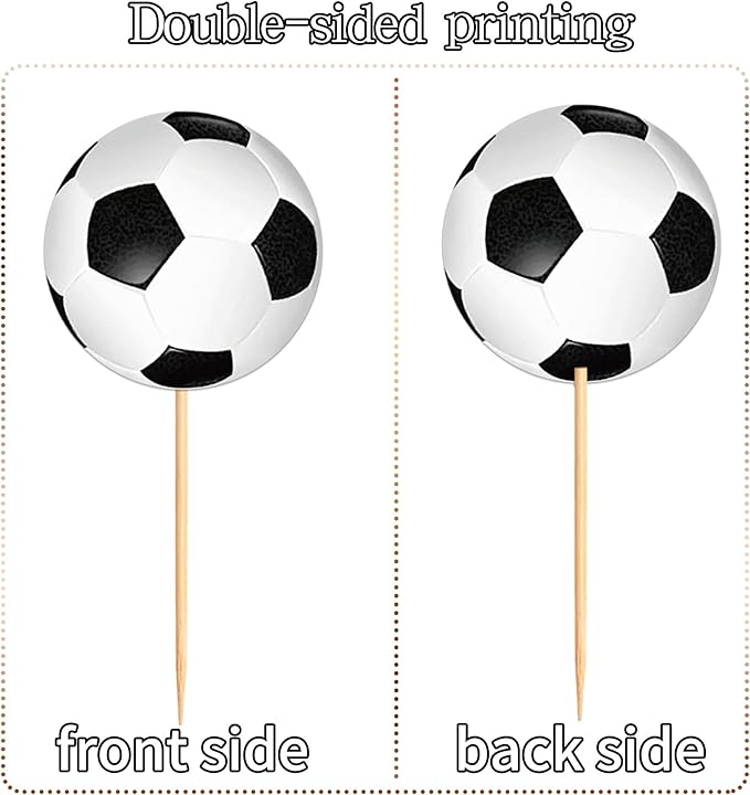 Ercadio 24 Pack Double Sided Soccer Cupcake Toppers Sports Soccer Cupcake Picks Soccer Birthday Cake Decorations Baby Shower Soccer Sports Theme Party Cake Decoration