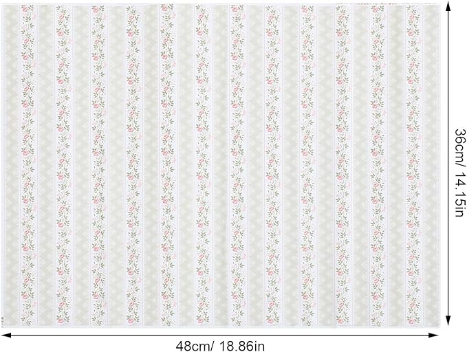 LOGOFUN Dollhouse Floorboards Wallpaper 1:12 Miniature Floor Paper Sticker Mini Wall Paper for Dollhouse Real Life DIY Decoration Accessories - Stripe