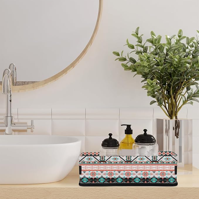 Aztec Design Bathroom Storage Baskets Waterproof Bathroom Counter Organizer Decorative Toilet Paper Storage Basket for Organizing for Bathroom Living Room Decor
