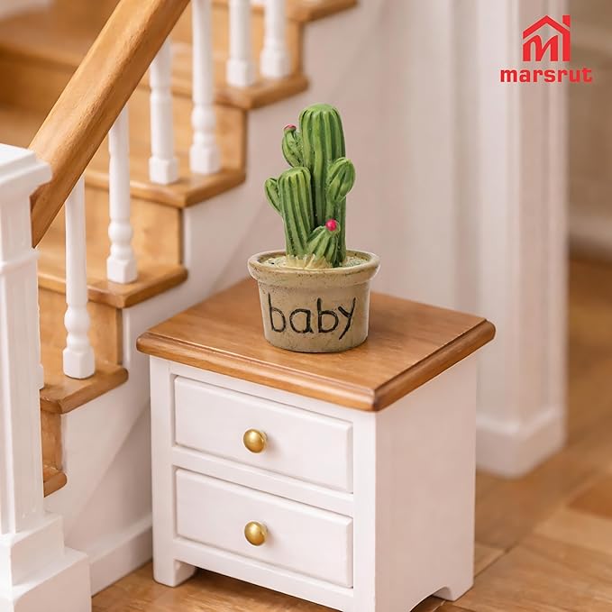 8Pcs Miniature Plants for Dollhouse 1/12 Scale, Mini Flower Pots and Glass Vases Bulk Set, Tiny Potted Succulent Buds Accessories for, Micro Landscape, Garden, DIY Crafts, Table Festival Decoration