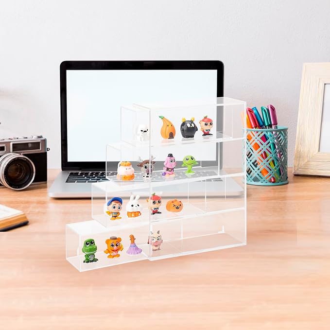 Clear Display Case 4 Layer Mini Action Storage Box Cabinet Organizer for Mini Toys(Mini Toys are Not Included)