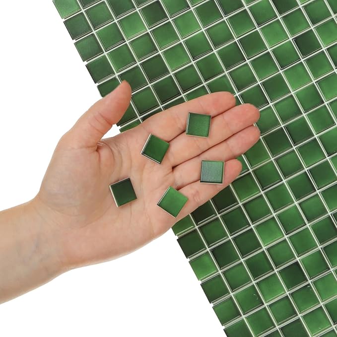 150 pcs, Dollhouse Flooring, 1:12 Scale Doll House Tiles, Miniature Checkerboard Floor, REDUCIO! (Emerald Gloss)