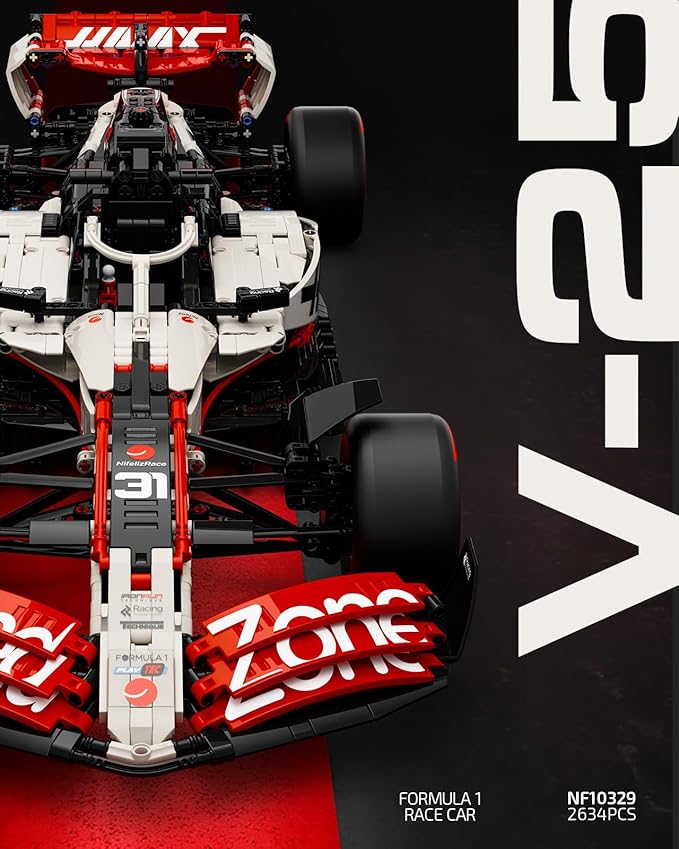 Nifeliz V25 F1 Racing Car Model Set, 1:8 Scale Car Building Set for Adults, Collectible and Display Gift for Racing Fans (2,634 PCS, NF10329)