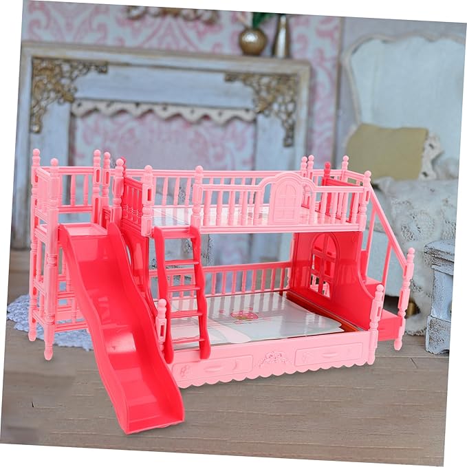 TOYANDONA Doll Bunk Bed Set Doll House Furniture Bunk Bed Ornament Miniatures Mini House Decoration Model Accessory Toy