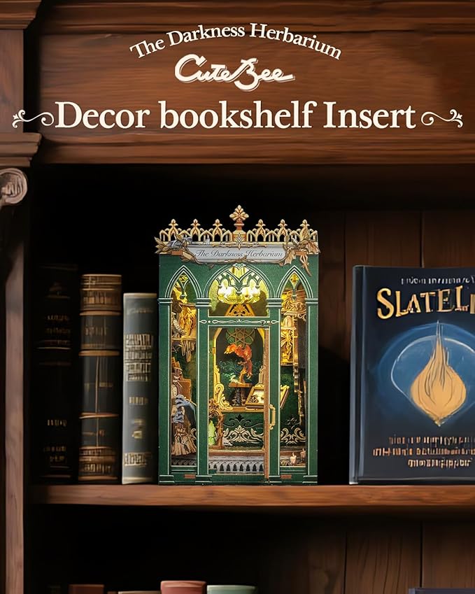 CUTEBEE Book Nook Kit - DIY Miniature House Magic Dollhouse Kit for Adults, Booknook Tiny House Bookshelf Decor 3D Wooden Puzzle, Gifts for Family, Friends (The Darkness Herbarium)