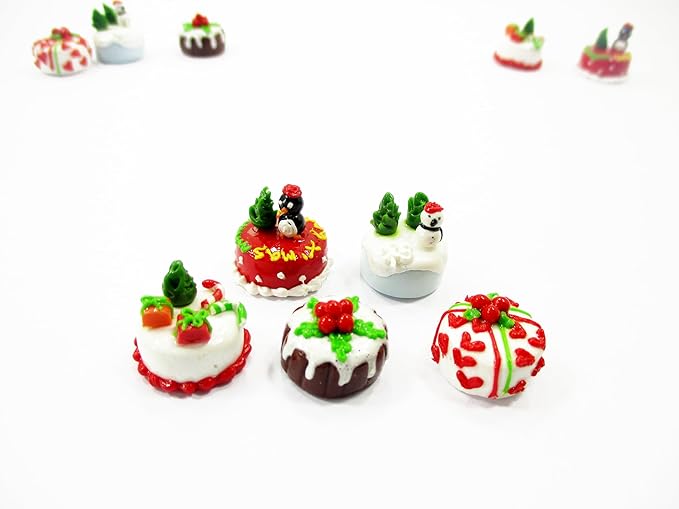 Dollhouse Miniature Food 5 Mini Christmas Cake 1.5 cm Seasonal Bakery 16114
