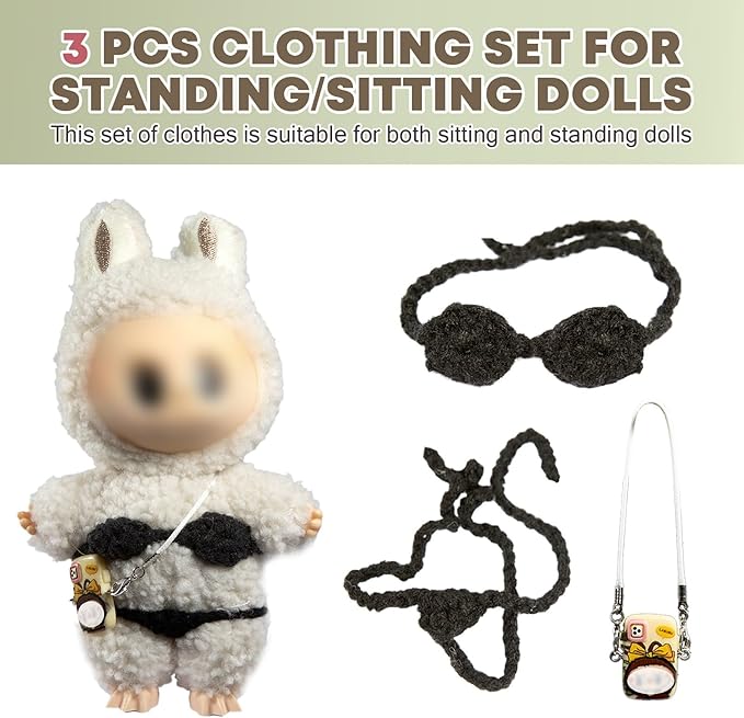 Clothes for LABUBU Doll (NO Doll),Outfit for LABUBU,Clothes Set for LABUBU Dress Up,Accessories for LABUBU (K)