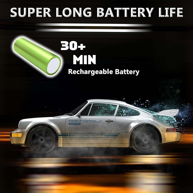 RC Drift Car 1:24 Remote Control Car 4WD 15KM/H High Speed Racing Sport Car with LED Lights RC Cars Toy for Kids Boys Girls Adults Gifts Birthday Christmas Rechargeable Batteries