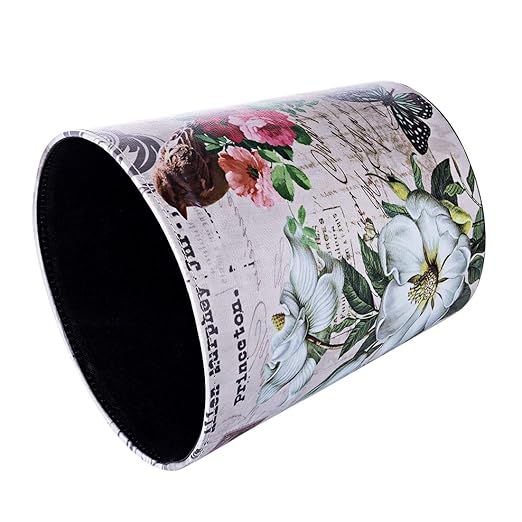 Scakbyer 10L/2.64 Gallon Trash Can, Decorative Waste Basket, PU Leather Waste Paper Basket, Waterproof Garbage Can for Bathroom, Bedroom, Office, Kitchen and Living Room - Brown Bird