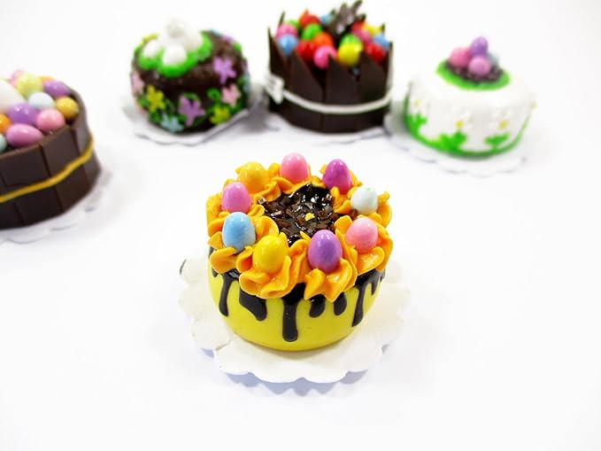 Miniature 5 Easter Cake 1:12 Dollhouse Tiny Food Cake Bakery Charms Supply 16920