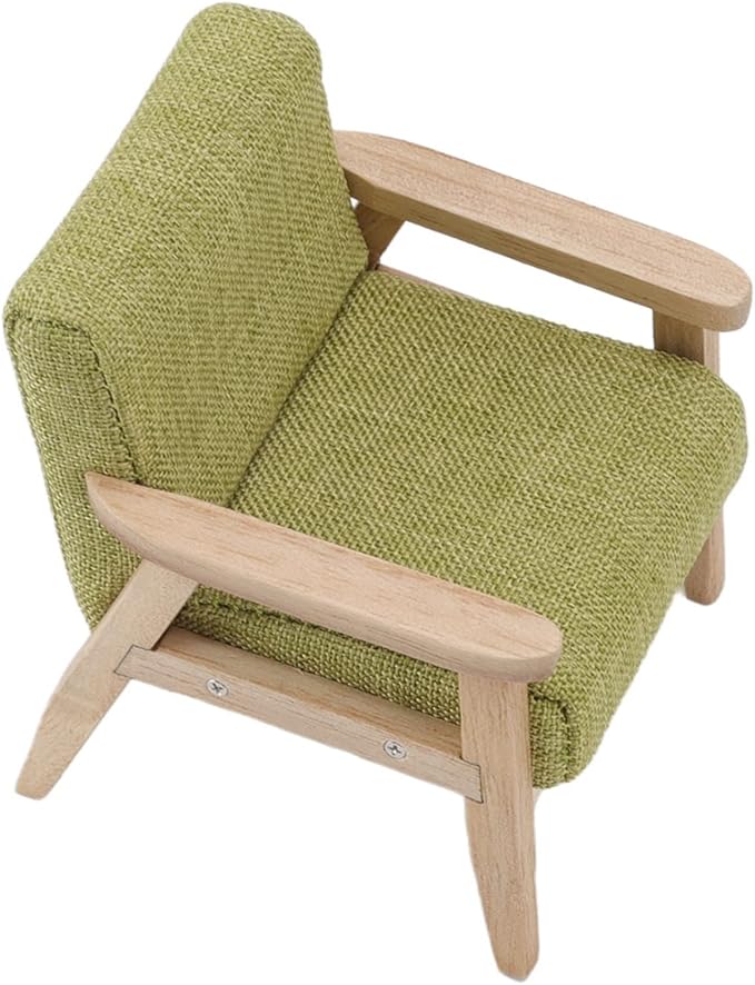 Dollhouse Furniture, Doll House Miniature Sofa Hand Painted Single Lifelike Modeling Decoration for 1 : 12 Doll House (Grass Green)