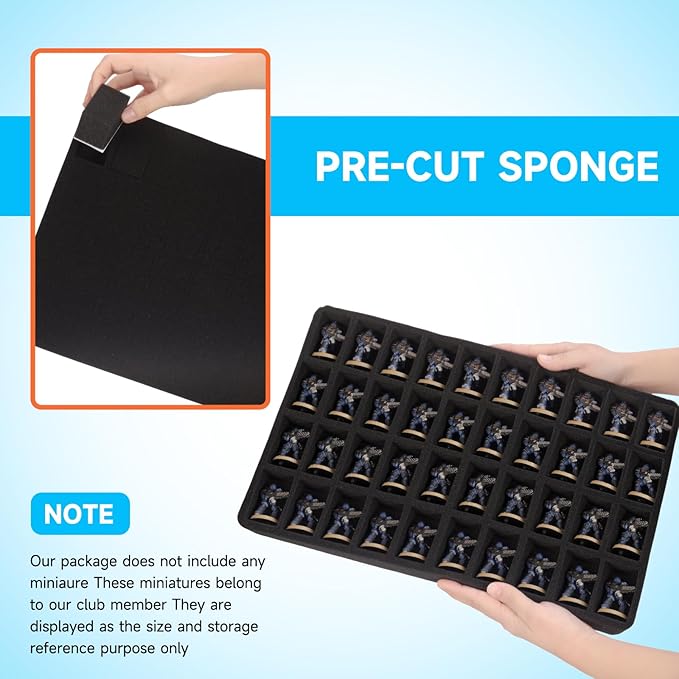 Miniature Figure Storage Carrying Bag, 120 Slot Figurine Miniature Carrying Case Compatible with 40K and D&D Miniature, Miniature Storage Case with 3 Foam Trays (Blue)