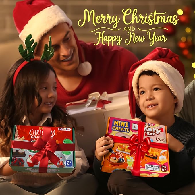 Christmas Mini Food Craft Kits, Making Miniature Food and Mini Dessert Cup Craft Set, DIY Replica Food Fun for Kids Age 6+, NOT Edible (Christmas)
