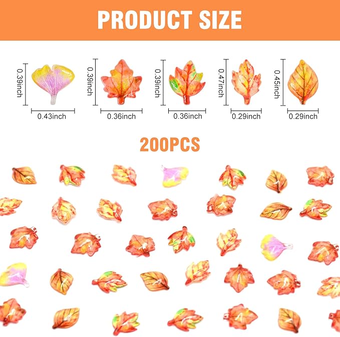 200 Pieces Mini Fall Leaves for Crafts Dollhouse Miniatures Tiny Maple Leaves Micro Fake Leaves Decor for Dollhouse Fairy Garden Micro Landscaping Decoration