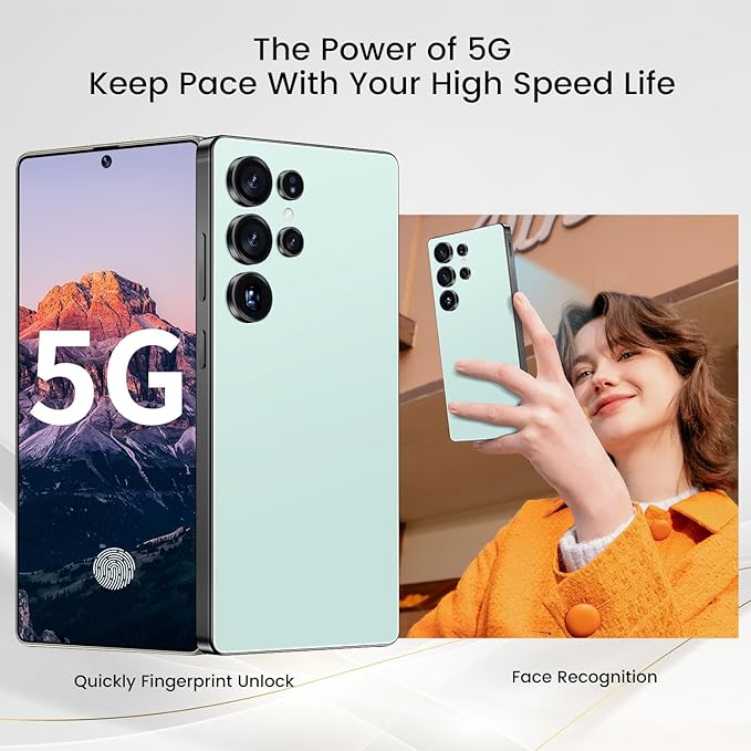 Bnjbmj I25 Ultra Flagship Killer Smartphone - Snapdragon 8 Gen 3, 16GB+512GB, Massive 6.99" FHD+ Display, 108MP+68MP Pro Cam, 7000mAh 2-Day Battery, Android 14, Includes Stylus Pen (Cyan)