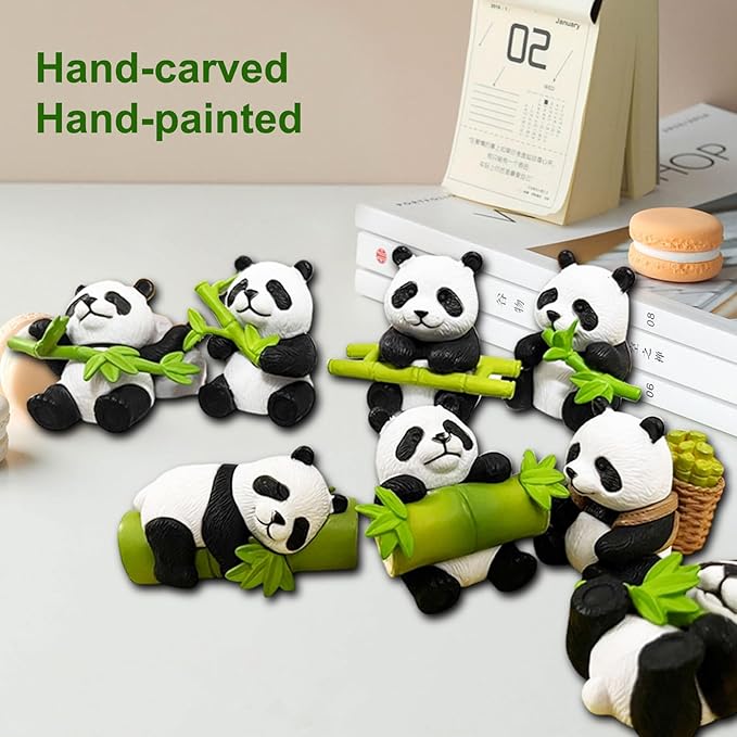 9pcs Mini Panda Figurines, Mini Animals Figurines Fairy Garden Accessories Outdoor for Garden Decor, Landscape Decor, DIY Craft, Dollhouse, Succulents & Home Decoration