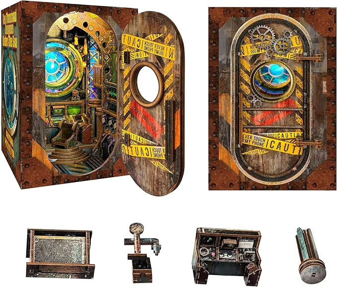 DIY Book Nook Kit, Submarine Miniature House Kit - Dollhouse Booknook Bookshelf Decor 3D Wooden Puzzle - 1000 Leagues in The DEEP SEA (SQ-39)